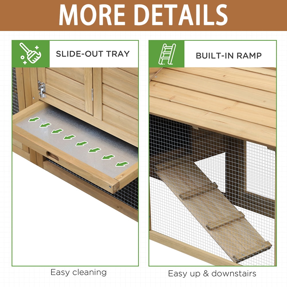 WRXNOOK 59" Wooden Chicken coop, Small Hen House with 2 Doors, Nesting Box & Removable Tray Poultry Cage for Outdoor Backyard