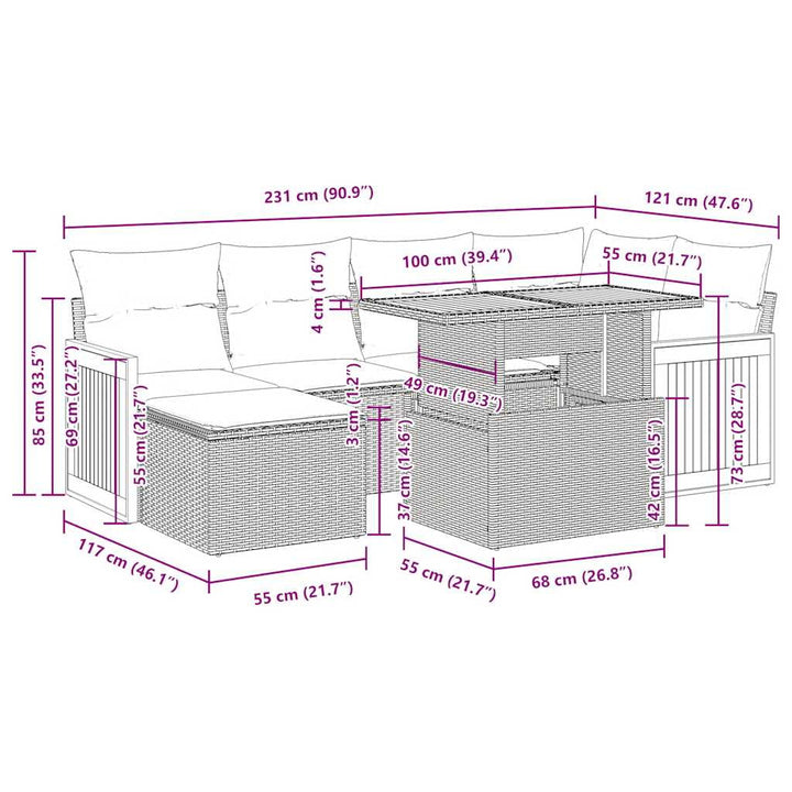 vidaXL Garden Sofa Set Black and White