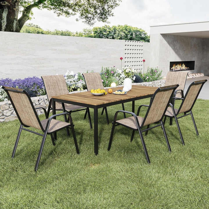 TQKVIPI Outdoor Patio Chairs Set of 4 Stackable Dining Chairs All-Weather Textilene Furniture Set for Pool Deck, Backyard, Garden