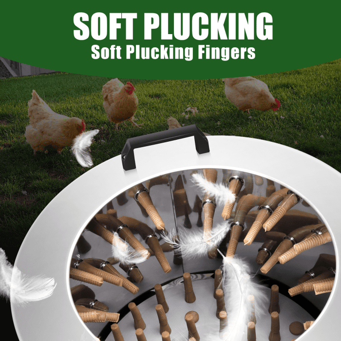 Chicken Plucker Machine, 450W Motor, 20-inch Stainless Steel, 2-4 Chickens/10-30s, Poultry Plucker, Farm, Food Processing, Commercial