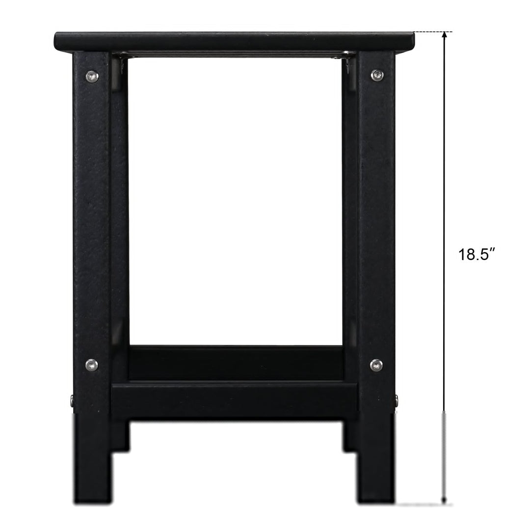 Buytoshop Outdoor Patio Square HDPE Side Table,Black