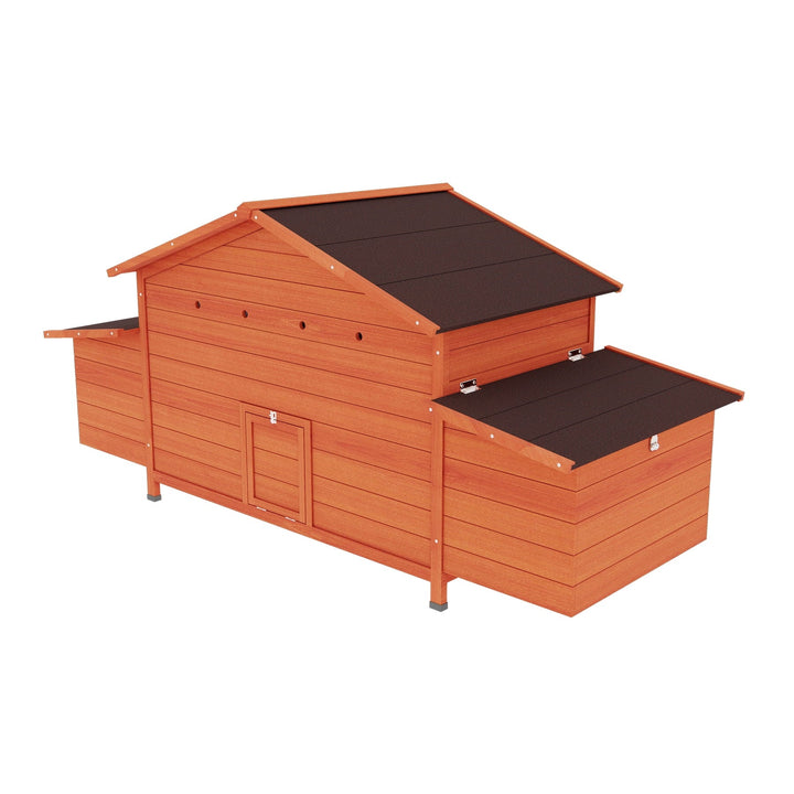 Coowa Large Wooden Chicken Coop Outdoor Hen House with 2 Nesting Boxes and 2 Free-Range Doors