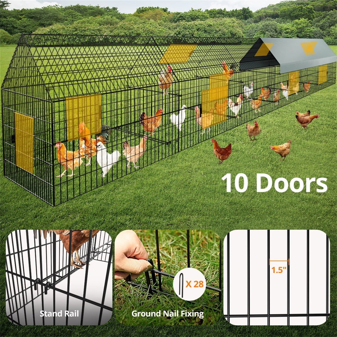Large Chicken Coop with Upgraded Cover, DOMIPET 252" x 42" x 44" Pet Playpen Exercise Pen Rabbit Duck Chicken Run, Outdoor Backyard Farm Cage for Rabbit Duck Hen