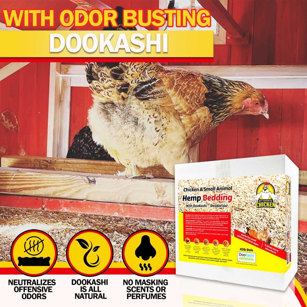 Hemp Bedding for Chicken Coop with Anti Odor DooKashi - Small Animal Litter for Guinea Pig, Hamster, Bunny Rabbit, Snake, Ferret, Tortoise, Rat - Wood Shavings Alternative for Poultry (1cuft)