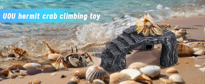 Hermit Crab Climbing Toys,Resin Hermit Crab Hideout,Hermit Crabs Tank Accessories Decor,Climbing Hideout Toy for Hermit Crabs Lizard Chameleon Hamster (Grey, 4.33 x3.74 x1.96in)