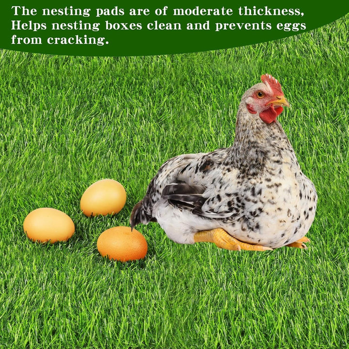 Katinyos 6 Pack Chicken Nesting Pads, Cuttable Nest Box Bedding for Laying Eggs, Washable Artificial Grass Carpet for Chickens Coop Garden Lawn