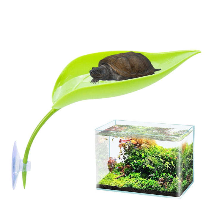 BULLPAW 3 Pcs Turtle Basking Platform Leaf Shape Bearded Dragon Basking Platform with Suction Cups Tree Frog Tank Accessories for Leopard Gecko Tank Decor