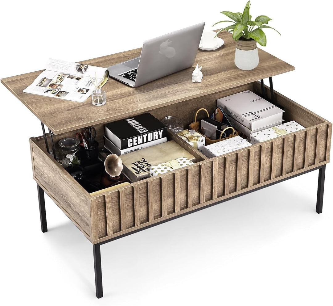 Modern Lift Top Coffee Table, Rustic Wooden Coffee Table with Hidden Storage Compartment Table for Living Room, Center Table for Living Room or Office，