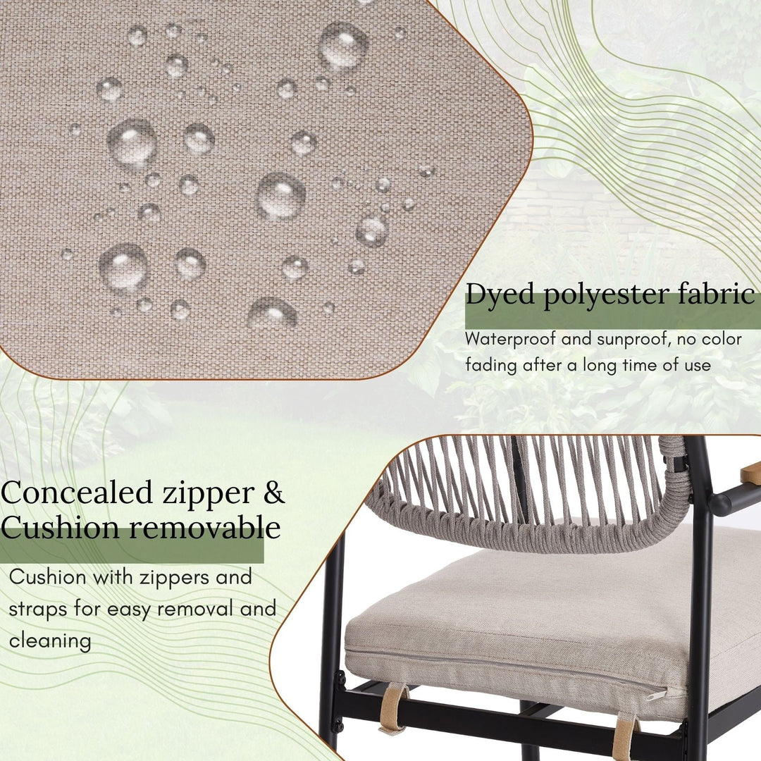 Patio Dining Chairs Set of 4, Wicker Outdoor Chairs for All Weather, Rattan Dining Chairs with Removable Cushions for Deck, Garden or Indoor Use, Beige