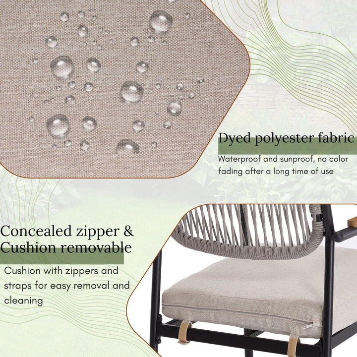 Patio Dining Chairs Set of 4, Wicker Outdoor Chairs for All Weather, Rattan Dining Chairs with Removable Cushions for Deck, Garden or Indoor Use, Beige