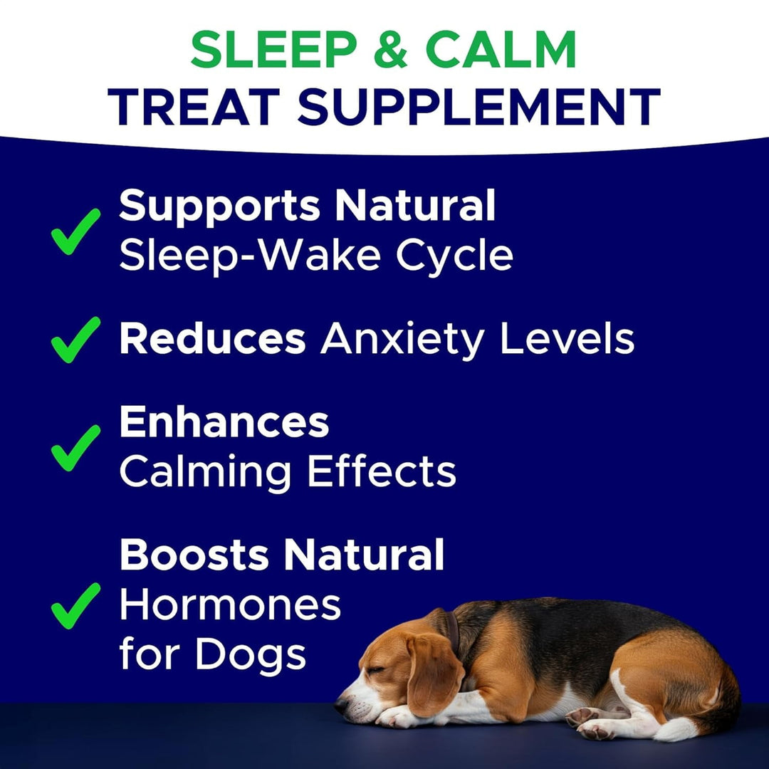 Melatonin for Dogs to Sleep 6mg - Doggie Sleep Aid Treats - Sleeping Pills for Anxiety - Extra Strength Calming Chews Large & Medium Breed Help Sleep at Night - Made in USA - 120Ct