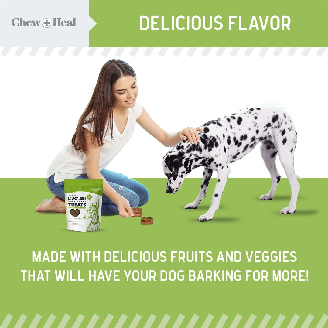 Chew + Heal Low Calorie Dog Jerky Treats - 5 oz of Plant Based Natural Dog Treats