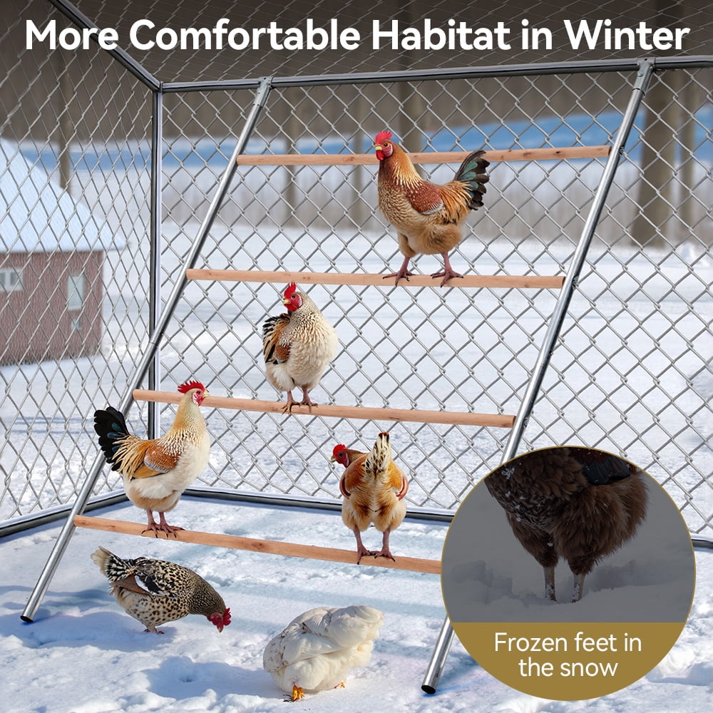 Chicken Roosting Bars for Coop Accessories, DOMIPET Chicken Perches Activity Play with Swing Set, Wooden Chicken Ladder, Chicken Toys Easy to Assemble & Clean