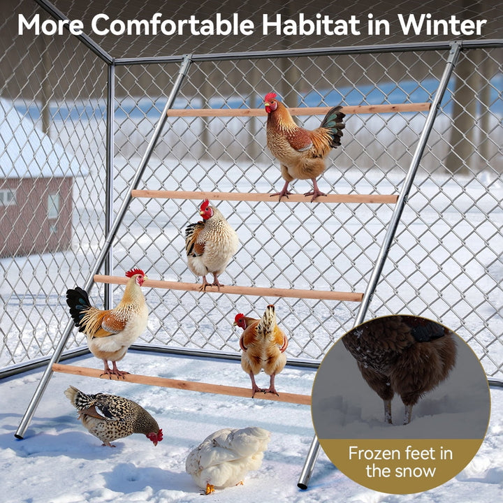 Chicken Roosting Bars for Coop Accessories, DOMIPET Chicken Perches Activity Play with Swing Set, Wooden Chicken Ladder, Chicken Toys Easy to Assemble & Clean