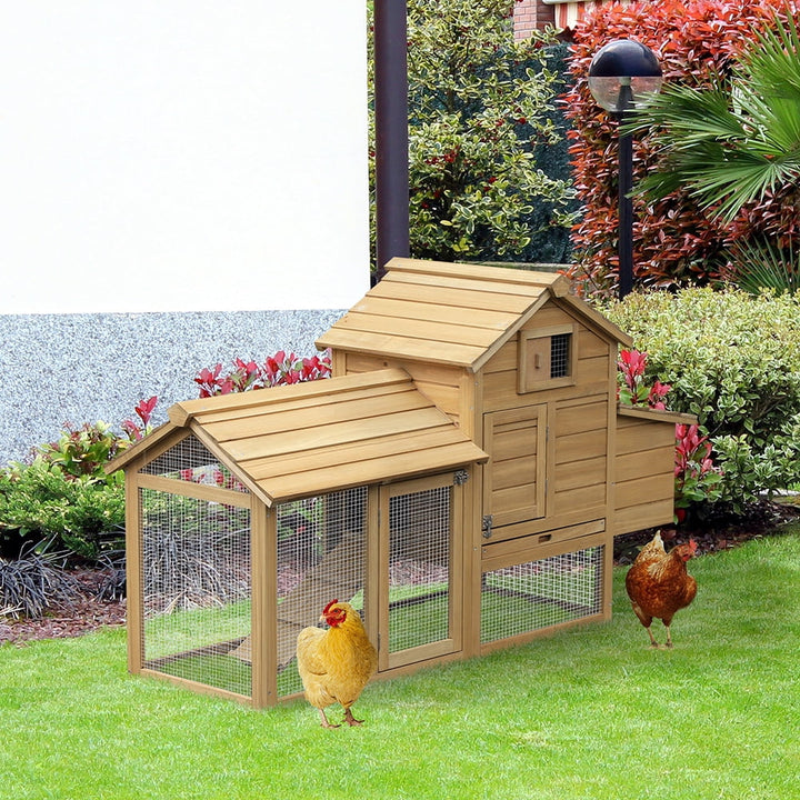WRXNOOK 59" Wooden Chicken coop, Small Hen House with 2 Doors, Nesting Box & Removable Tray Poultry Cage for Outdoor Backyard