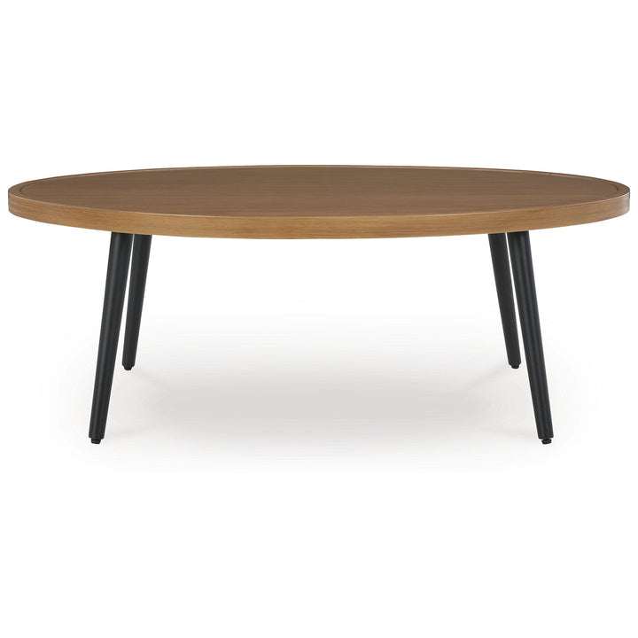 Signature Design by Ashley Horizon Hall Outdoor Coffee Table, Weather-Resistant Aluminum, Two-Tone Brown