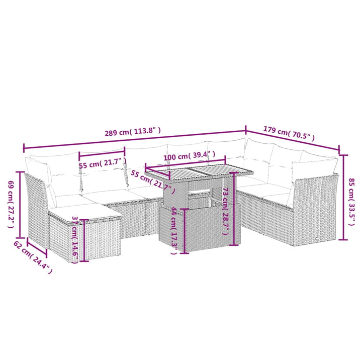vidaXL Garden Sofa Set Black