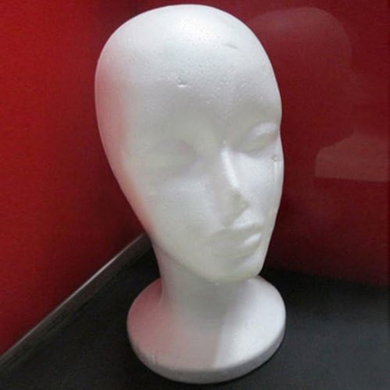 Foam Mannequin,Female Head Model Wig Hair Hat Display Foam Mannequin Manikin White