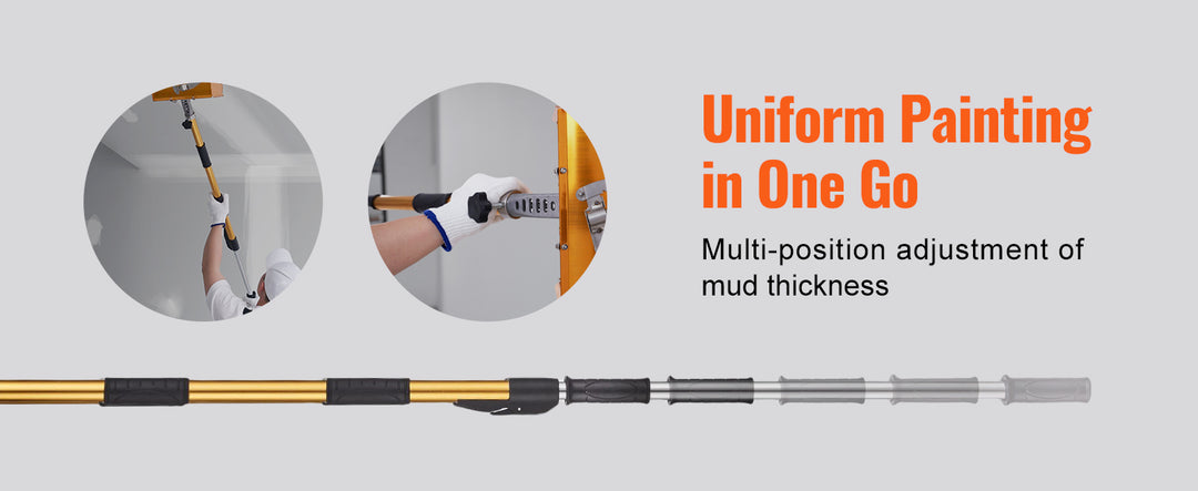 VEVOR Drywall Flat Box Handle 40''-64'' Anodized Aluminum 5-Section Length Adjustable Non-Slip Grip for Plasterboard, Wallboard