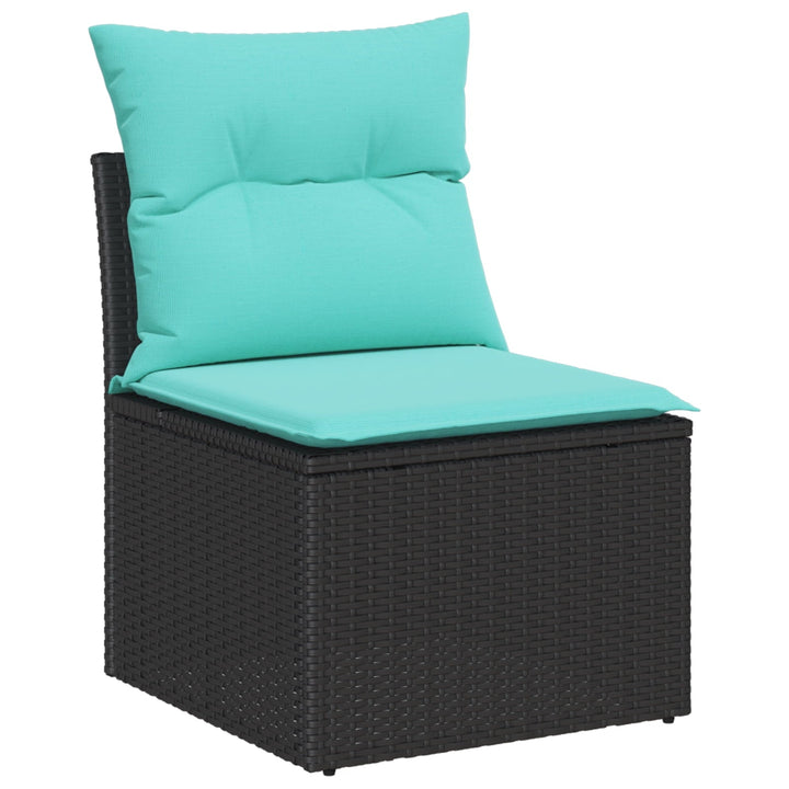 vidaXL 9 Piece Garden Sofa Set with Cushions Black Poly Rattan, vidaXL 2-Seater Garden Sofa with Cushions Black Poly Rattan