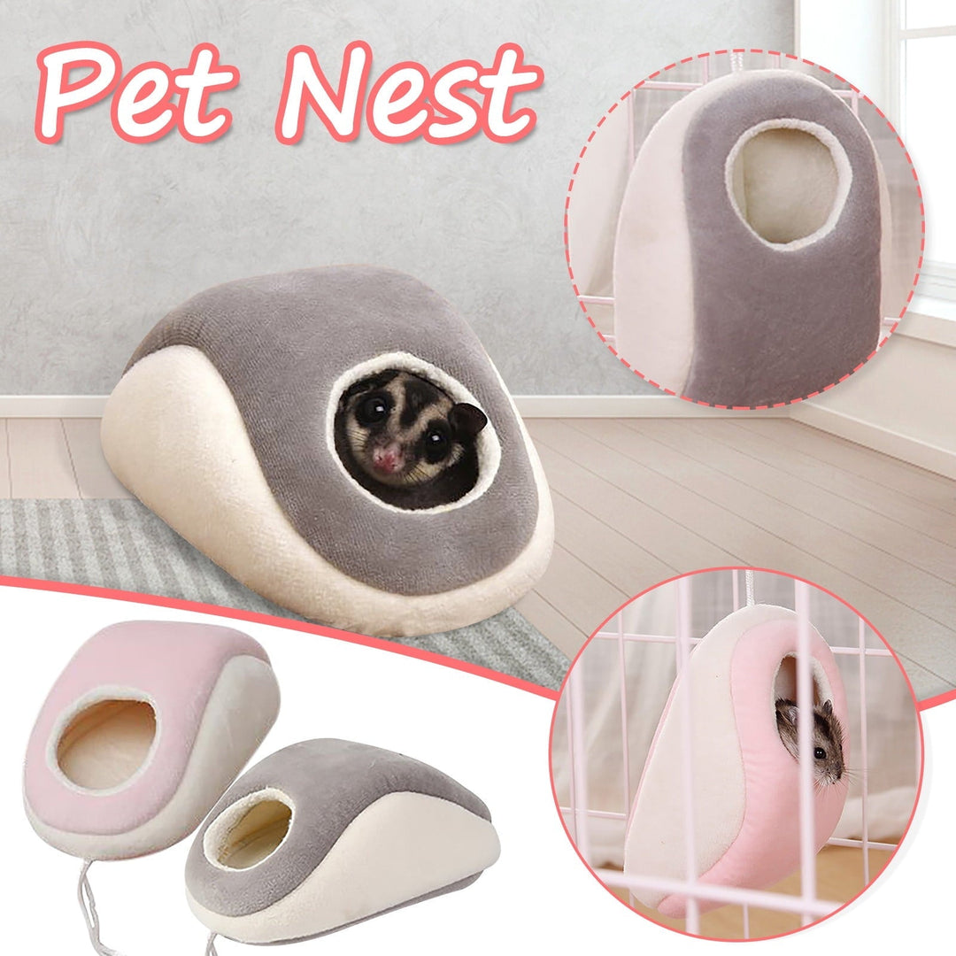 RoamHome Mini Warm Pet House Nests Autumn Winter Pet Nest for Mice Hamster Rabbit Small Animal Cotton Thermal Cage Household Small Animals Cage (Gray)