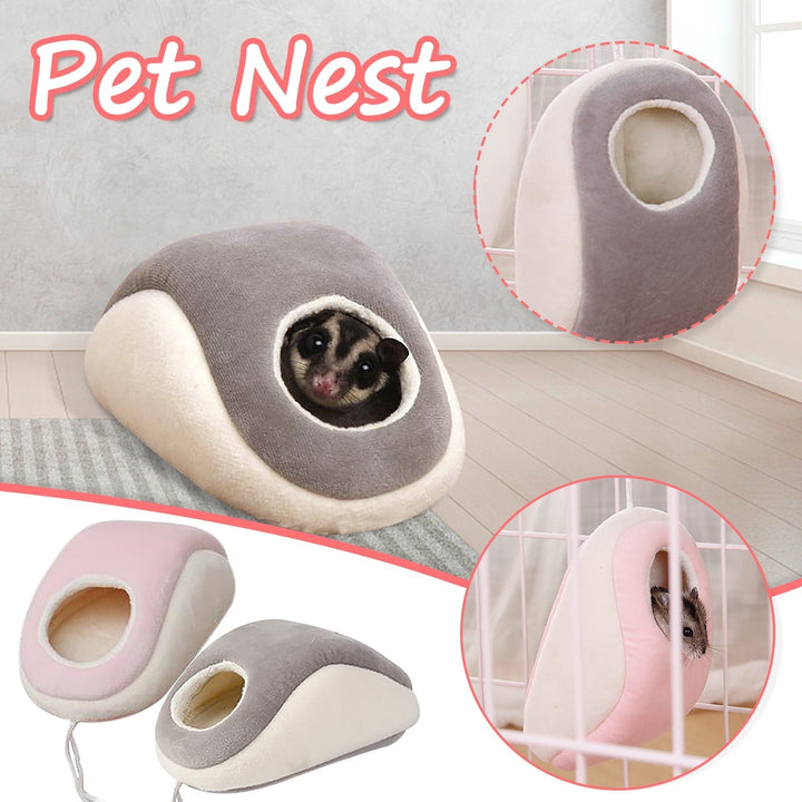 RoamHome Mini Warm Pet House Nests Autumn Winter Pet Nest for Mice Hamster Rabbit Small Animal Cotton Thermal Cage Household Small Animals Cage (Gray)