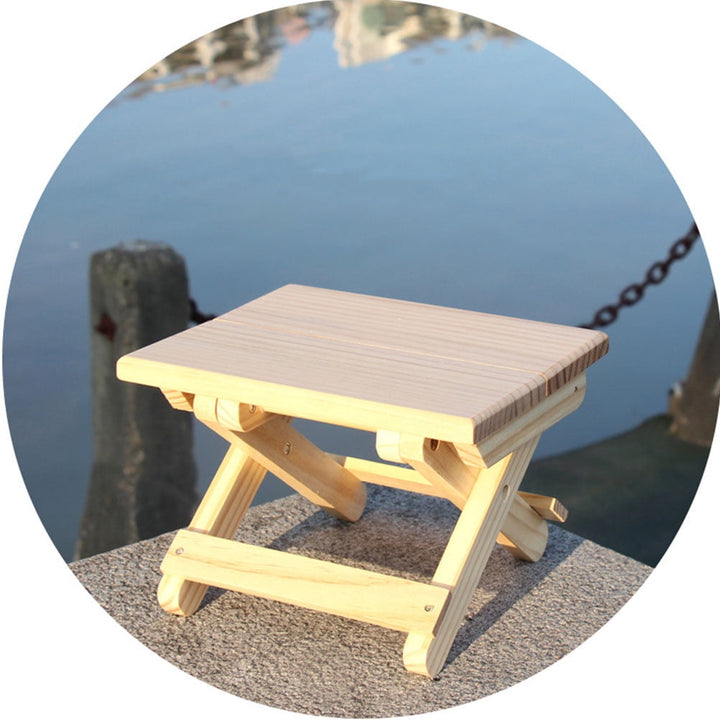 NICEXMAS 1Pack Portable Folding Stool Wooden for Fishing Picnic Park Outdoor Use Light Yellow 11.8x8.3x6.9in