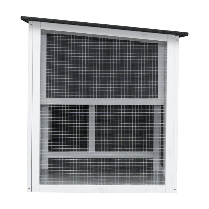 Outdoor Chicken Coop with Run Cage for 3-4 chickens, Wooden Hen House with Nesting Box and Pull Out Tray, Weatherproof Chicken Hutch for Rabbit, Poultry Pet, Duck, Gray