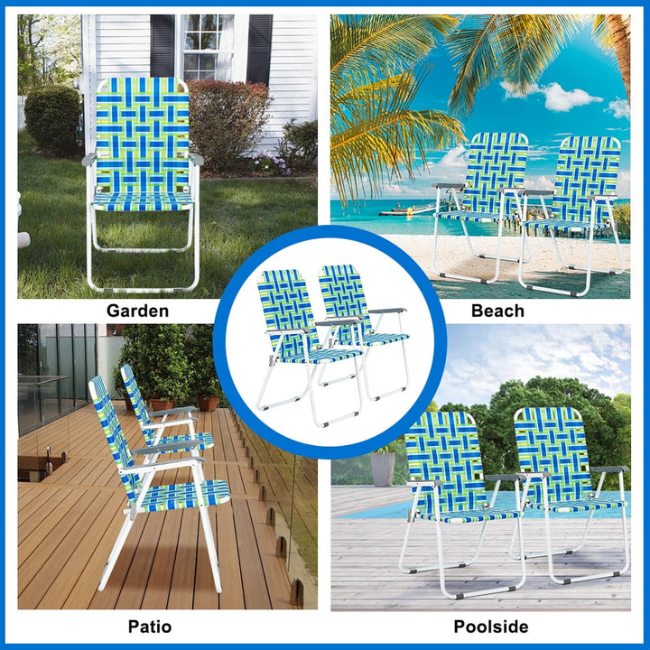 Matladin 1-Pack Folding Patio Lawn Chair, Beach Chair for Adults, Camping Chair with Webbed Airflow Mesh for Outdoor, Blue