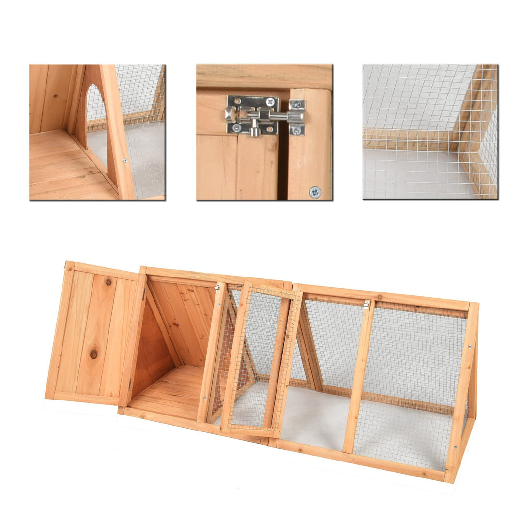 Gojooasis Wooden Triangle Outdoor Chicken Coop Rabbit Hutch For Small Pets