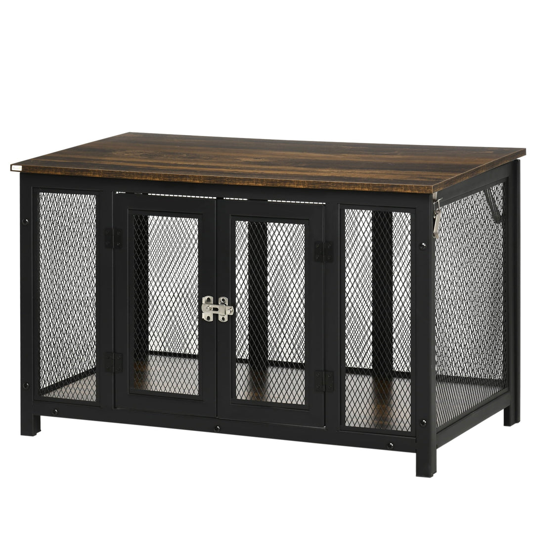Noaman Furniture Style Dog Crate with Openable Top, 35.5" L x 19.8" W x 22" H, End Table Pet Kennel for Small Dogs Indoor, Spacious Interior, Brown