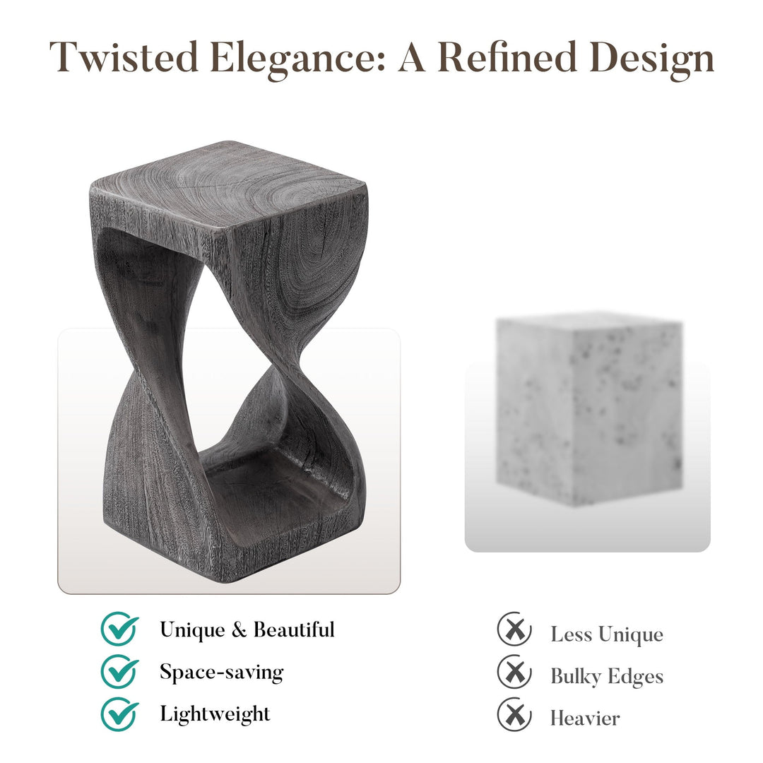 COSIEST Concrete Modern Side Table – 20 lbs End Table/Accent Table with Artistic Twist Design
