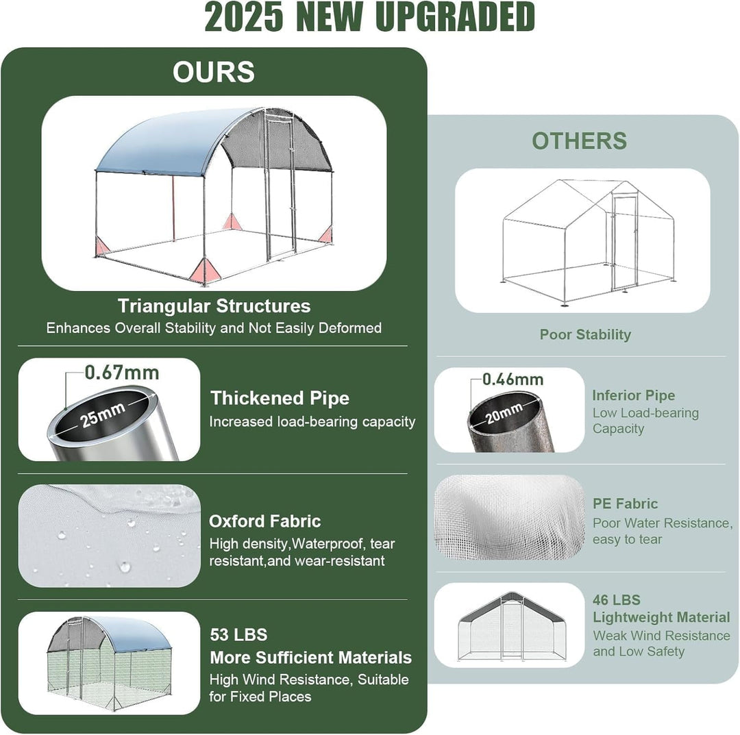 Large Metal Chicken Coop with Run for 30 Chickens, 9' x 25' x 6.5', Walk-in Poultry Cage with UV-Resistant Cover