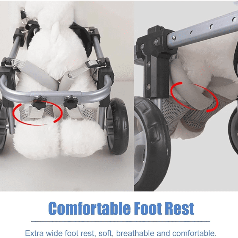 DOCRELD Dog Wheel Chair, 2/4 Wheel Front Back Wheels Dog Mobility Aid Wheelchair Adjustable, Small Medium Large Dogs Leg Brace for Paralysis Injury Doggy, Pet Trolley,4 Wheel-blue,Large