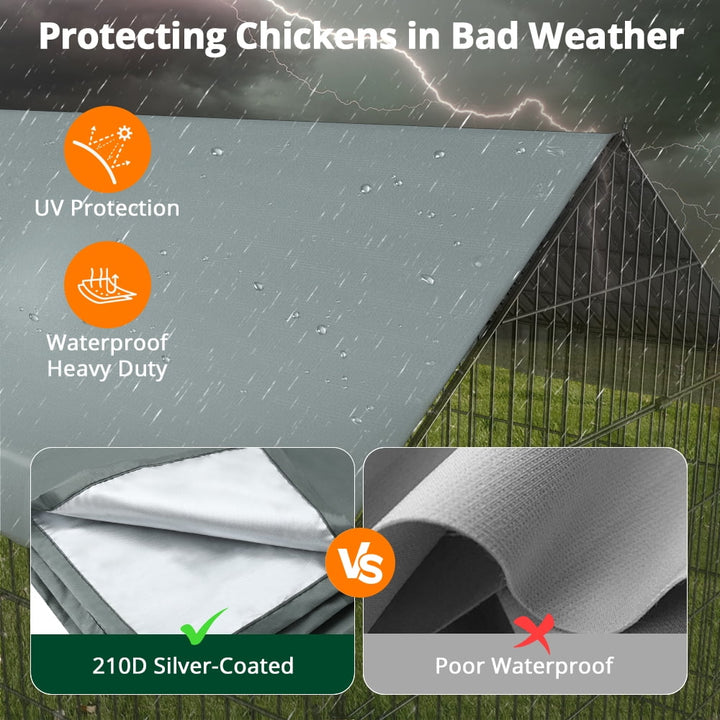 Chicken Coop UV Protection Waterproof Cover for Wire Crates, DOMIPET Cage Yard Kennel Outdoor Protection
