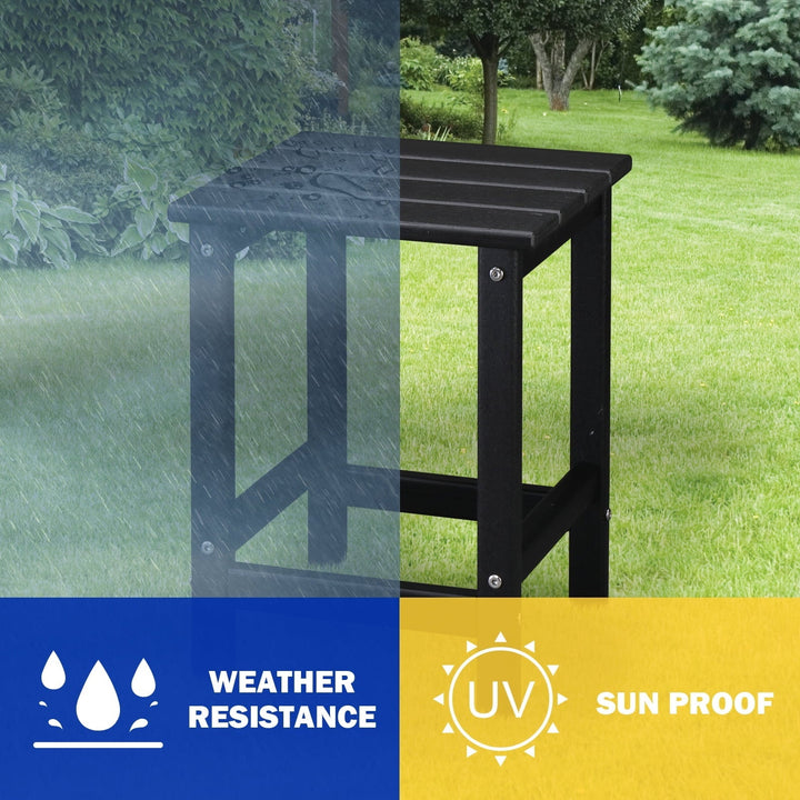 Xilee Single Layer Square HDPE Side Table ,16 x 16 inches Adirondack Table Poolside Patio Table, 14*14 inch HDPE End Table for Outside Backyard Pool Indoor Companion Black
