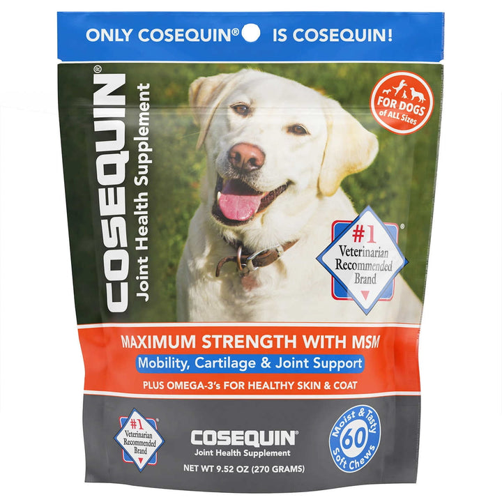 Cosequin Maximum Strength with MSM Plus Omega-3’s Joint Health Supplement for Dogs, 60ct Soft Chews, 3-pack