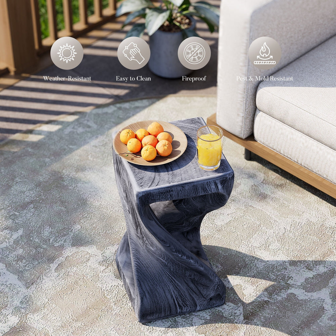 COSIEST Concrete Modern Side Table – 20 lbs End Table/Accent Table with Artistic Twist Design
