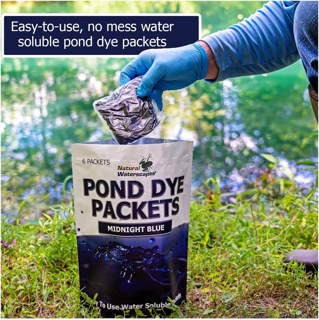 Midnight Blue Pond Dye Packets - 6 water soluble packs of Lake Dye Treatment