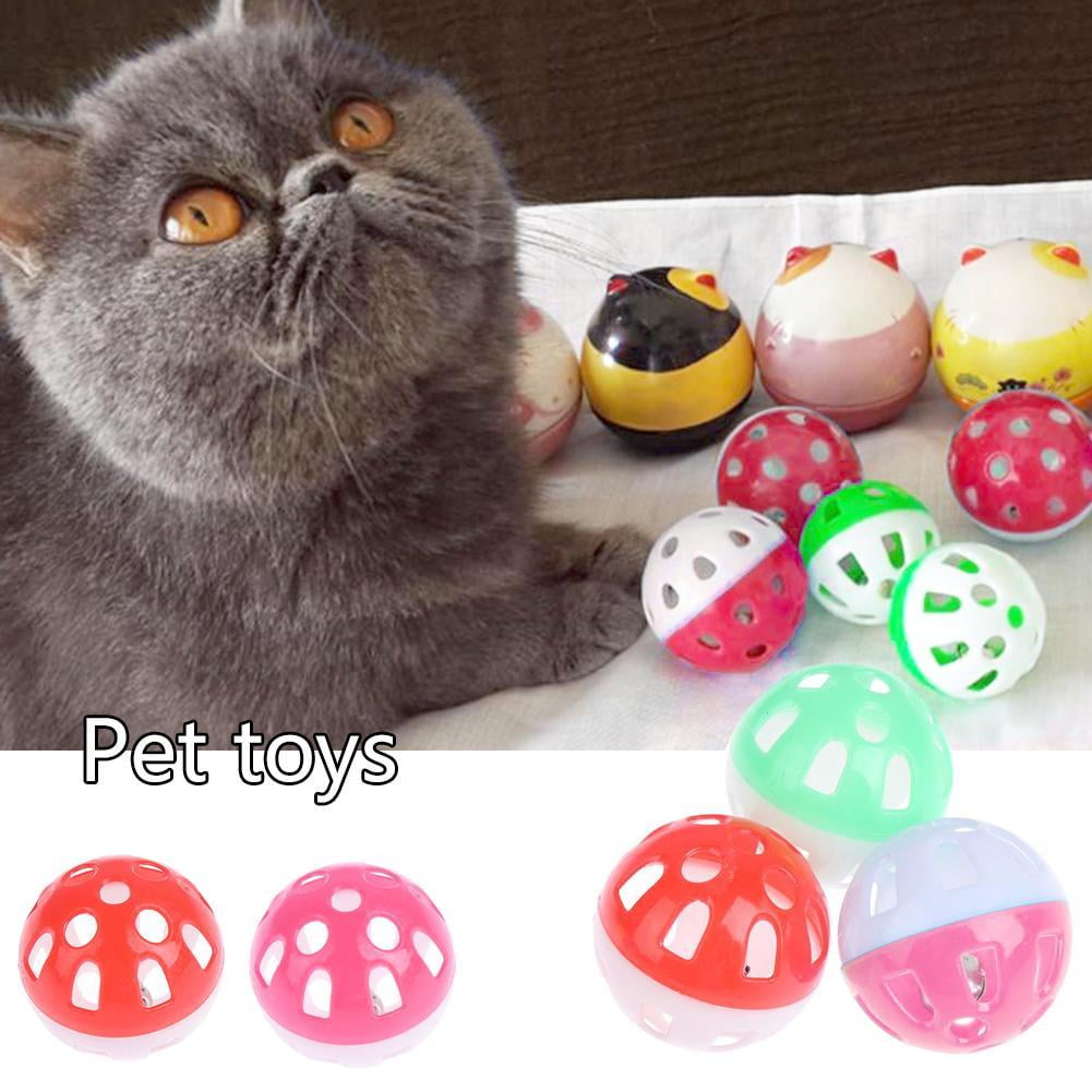 7Counts Plastic Ball Cat Toys Lattice Balls with Bell Jingle Kitten Toy