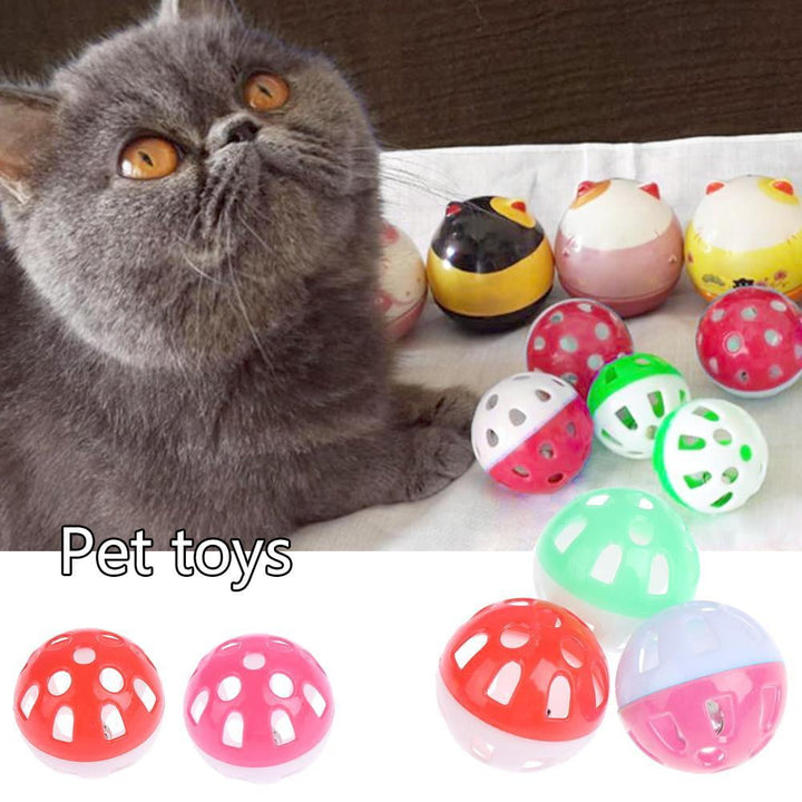 7Counts Plastic Ball Cat Toys Lattice Balls with Bell Jingle Kitten Toy