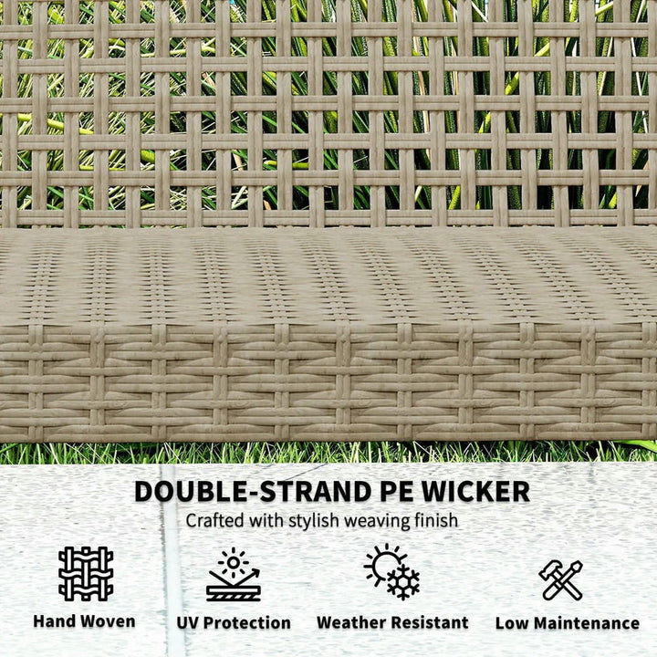 YYAo Patio Couch, Outdoor Sofa,3-Seat Wicker Outdoor Couch Patio Sofa, Acacia Wood Patio Furniture with Steel Seat Armrests, Teak