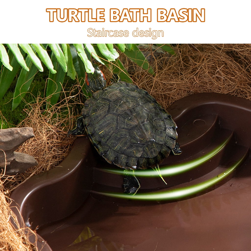 Tmboryuu Reptiles Bathing Pool with Step Large Reptiles Bathing Pool Turtles Bathing for Turtles, Lizards, and Geckos