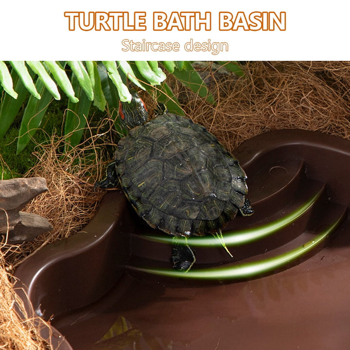 Tmboryuu Reptiles Bathing Pool with Step Large Reptiles Bathing Pool Turtles Bathing for Turtles, Lizards, and Geckos