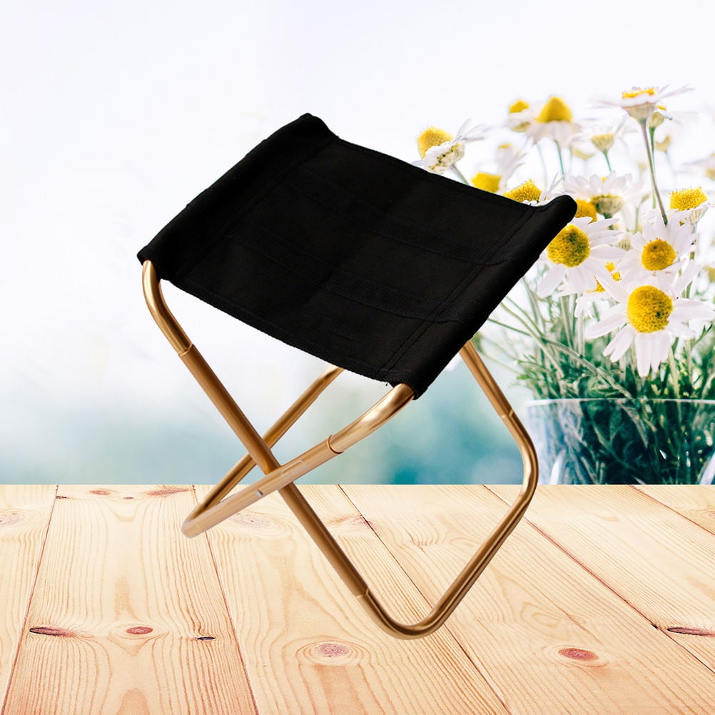 ORDDIART 1Pcs Golden Metal Stool Portable for Camping and Outdoor Activities