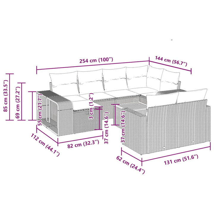 vidaXL Garden Sofa Set Black