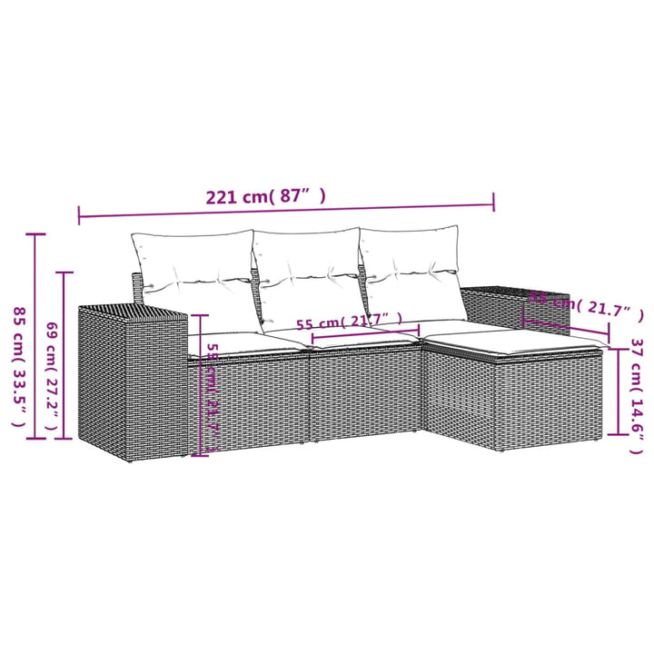 vidaXL Garden Sofa Set Black and Cream