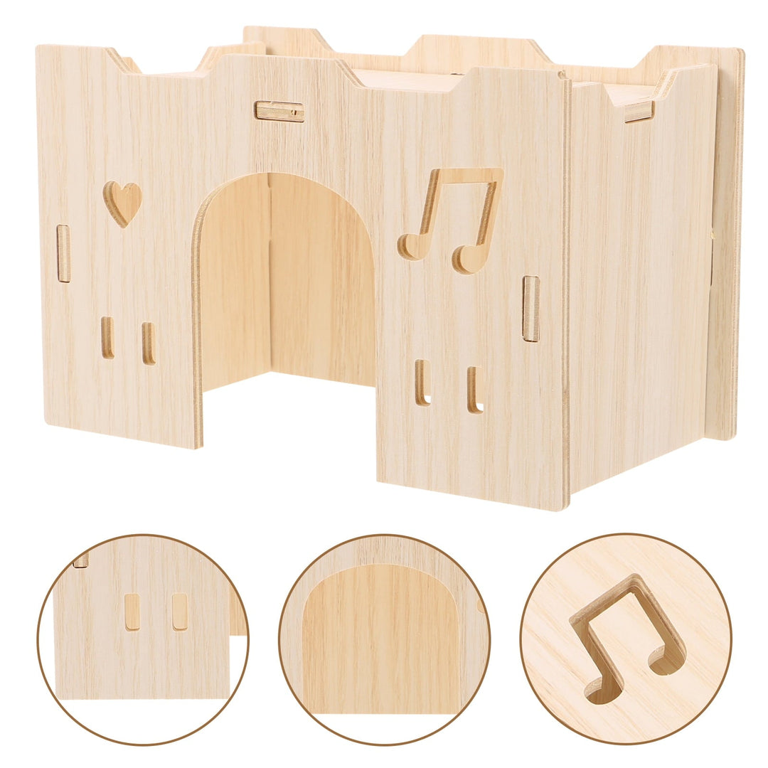 FOMIYES Wooden Hamster Habitat Guinea Pig Hideout Mouse Hamster Hideaway House