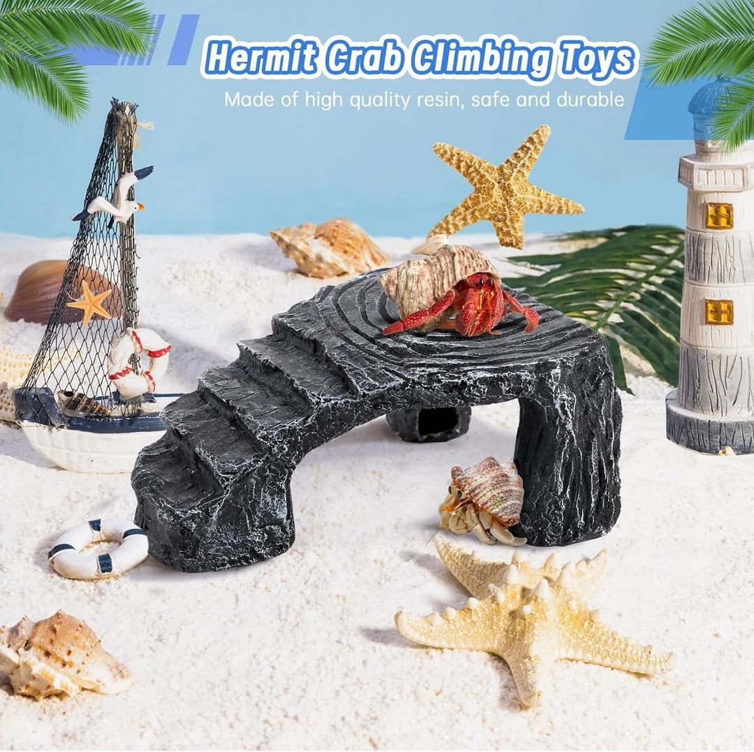 Hermit Crab Climbing Toys,Resin Hermit Crab Hideout,Hermit Crabs Tank Accessories Decor,Climbing Hideout Toy for Hermit Crabs Lizard Chameleon Hamster (Grey, 4.33 x3.74 x1.96in)