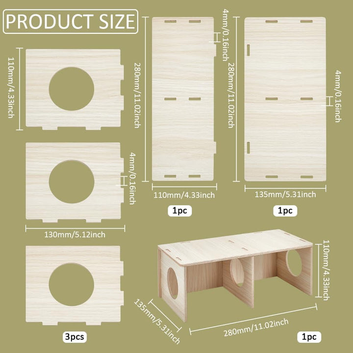 Hamster Secret Peep Shed Chamber Hamster Hideout Wooden House Chamber Small Animal Pets Tunnel Exploring Toys Secret Peep Shed for Dwarf Hamsters Syrian Hamsters Hedgehogs Rats Mice